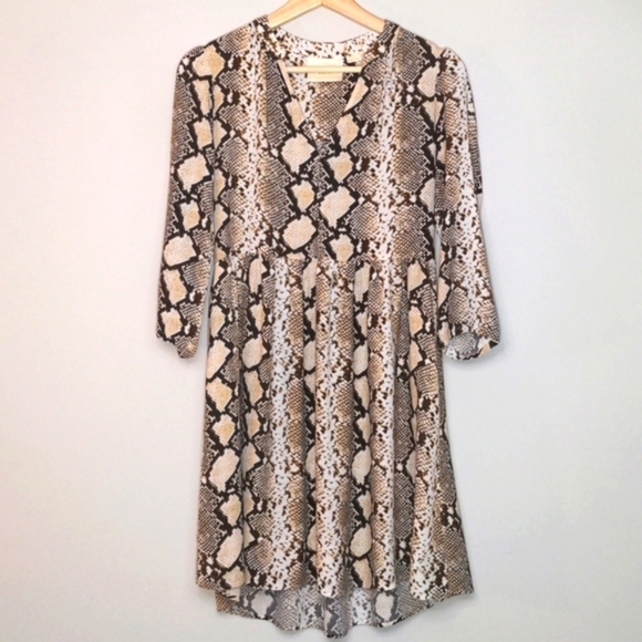 Anthropologie Maeve Juno Snakeskin Print Dress Brown White Tan Size XSmall - Picture 3 of 12